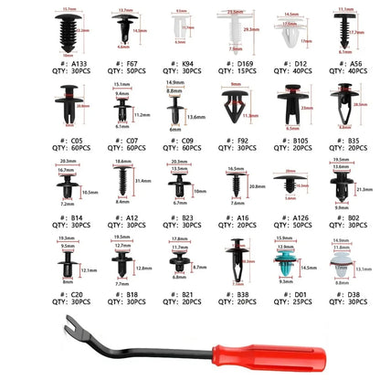 🔧🚗🚗 Bumper Retainer Clips & Plastic Rivets – Most Popular Sizes Push Pin Set for GM, Ford, Toyota, Honda, Chrysler | Door Trim, Fender & Panel Fasteners Kit – Your All-in-One Auto Repair Solution!