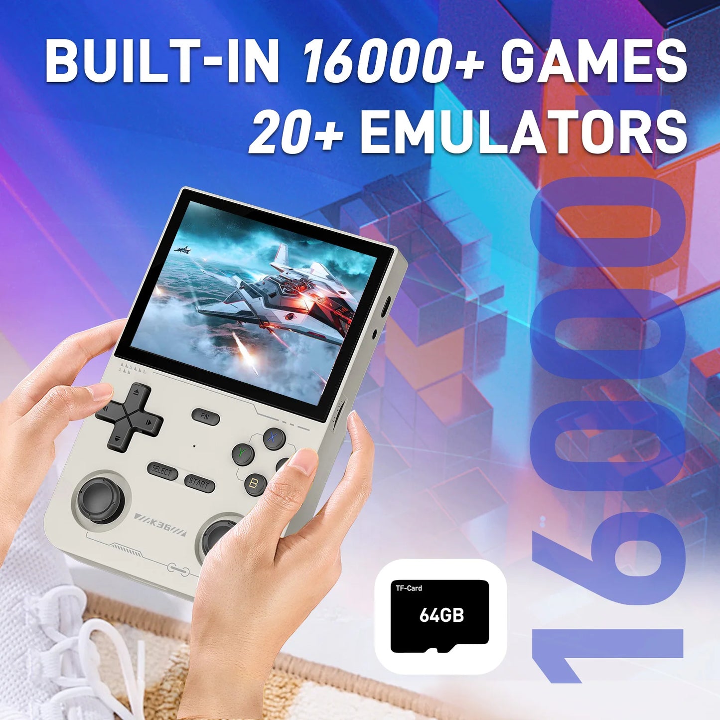 🎮 LNGOOR K36 Portable Game Console with 3.5" IPS Screen, 16,000 Classic Games, Rechargeable, 64GB/128GB