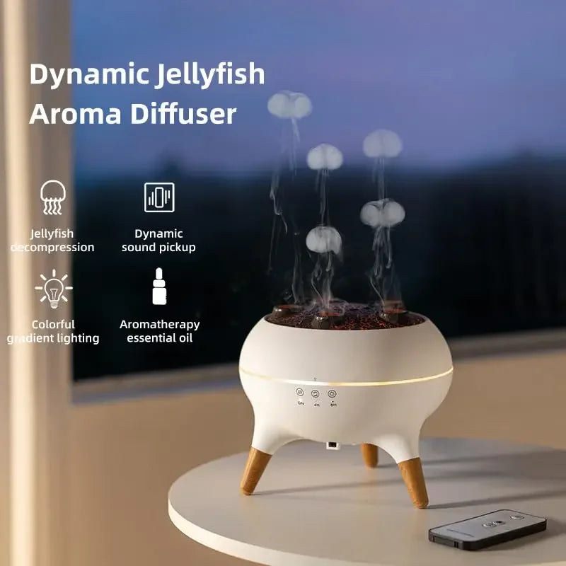 Humidificateur d'air ultrasonique intelligent Orca™ en forme de méduse – Diffuseur d'arômes avec télécommande et minuterie 