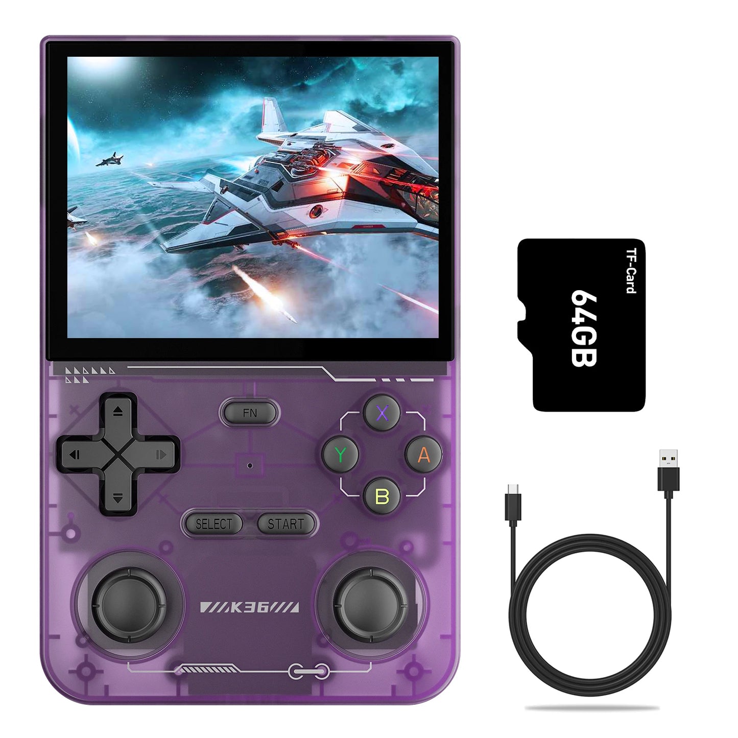 🎮 LNGOOR K36 Portable Game Console with 3.5" IPS Screen, 16,000 Classic Games, Rechargeable, 64GB/128GB