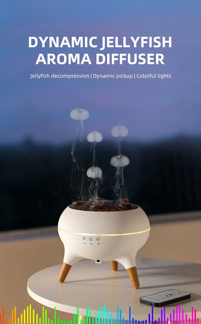 Humidificateur d'air ultrasonique intelligent Orca™ en forme de méduse – Diffuseur d'arômes avec télécommande et minuterie 