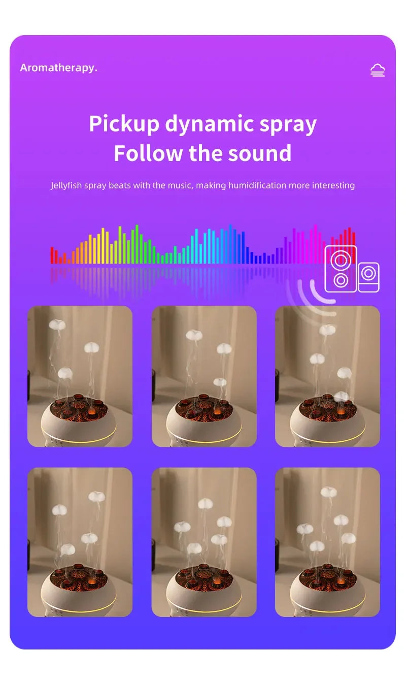 Humidificateur d'air ultrasonique intelligent Orca™ en forme de méduse – Diffuseur d'arômes avec télécommande et minuterie 