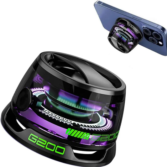 Altavoces Bluetooth magnéticos MiniMag™ 2 en 1 (paquete de 2): luces RGB, sonido 3D y soporte para teléfono | Emparejamiento TWS