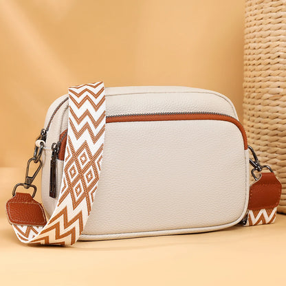 Sac bandoulière femme en cuir véritable, bandoulière large, couleur unie, design luxueux, pochette pour téléphone portable