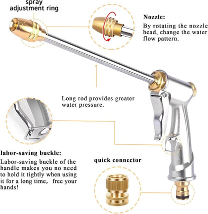 Heavy Duty Brass™ – Adjustable High-Pressure Hose Nozzle for Car Washing, Pet Shower & Garden Use