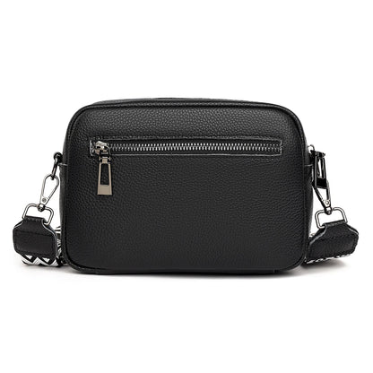 Sac bandoulière femme en cuir véritable, bandoulière large, couleur unie, design luxueux, pochette pour téléphone portable